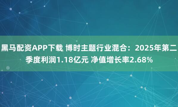 黑马配资APP下载 博时主题行业混合：2025年第二季度利润1.18亿元 净值增长率2.68%
