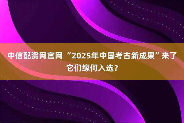 中信配资网官网 “2025年中国考古新成果”来了它们缘何入选？